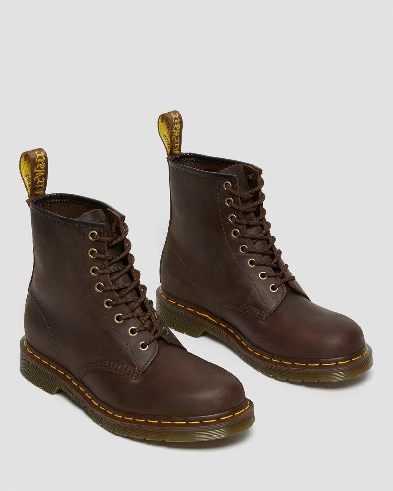 Men's Dr Martens 1460 Crazy Horse Leather Lace Up Boots Brown | AU 505WNB